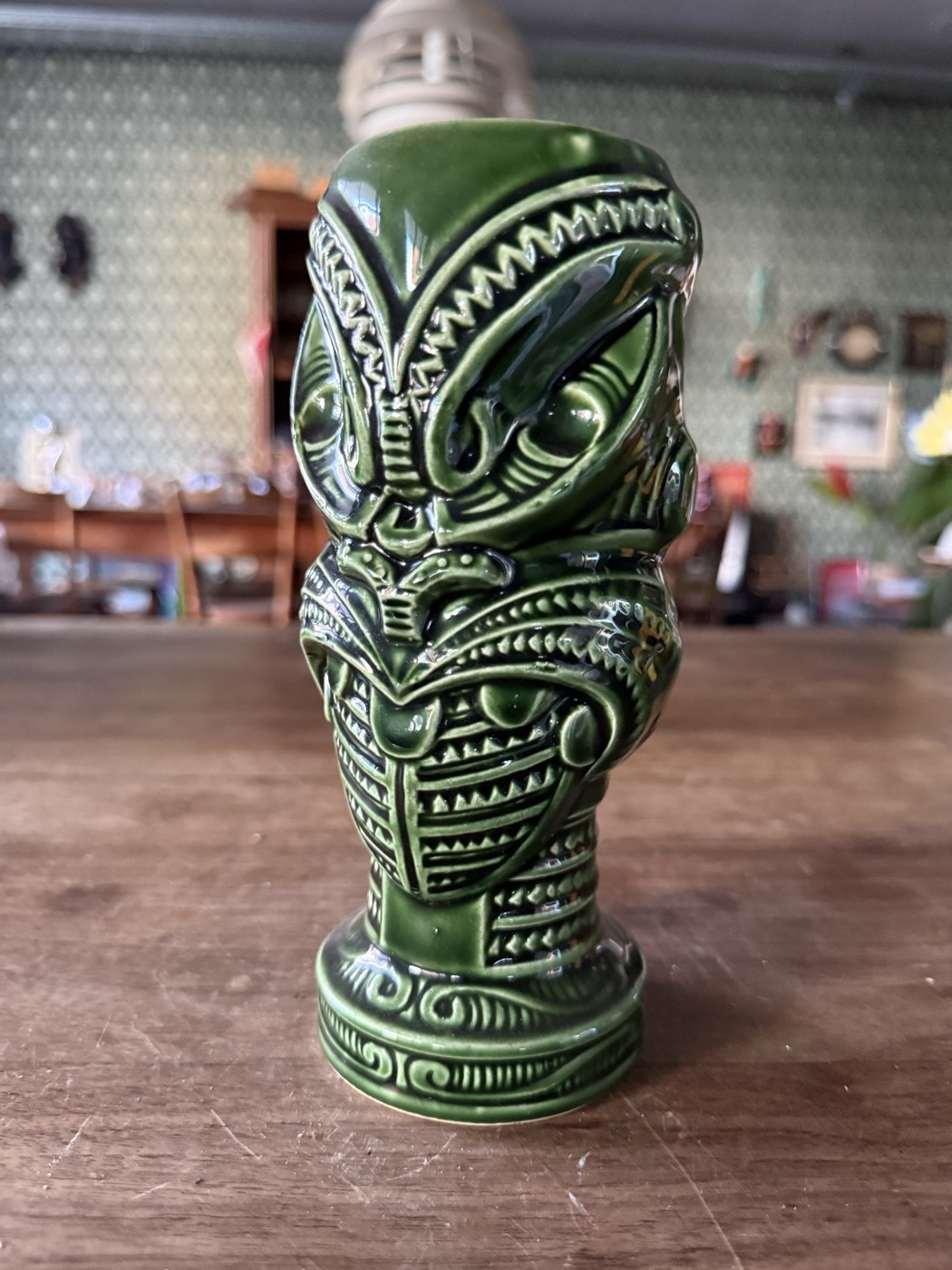 Vintage Maori-Tiki-Mug grün, Japan