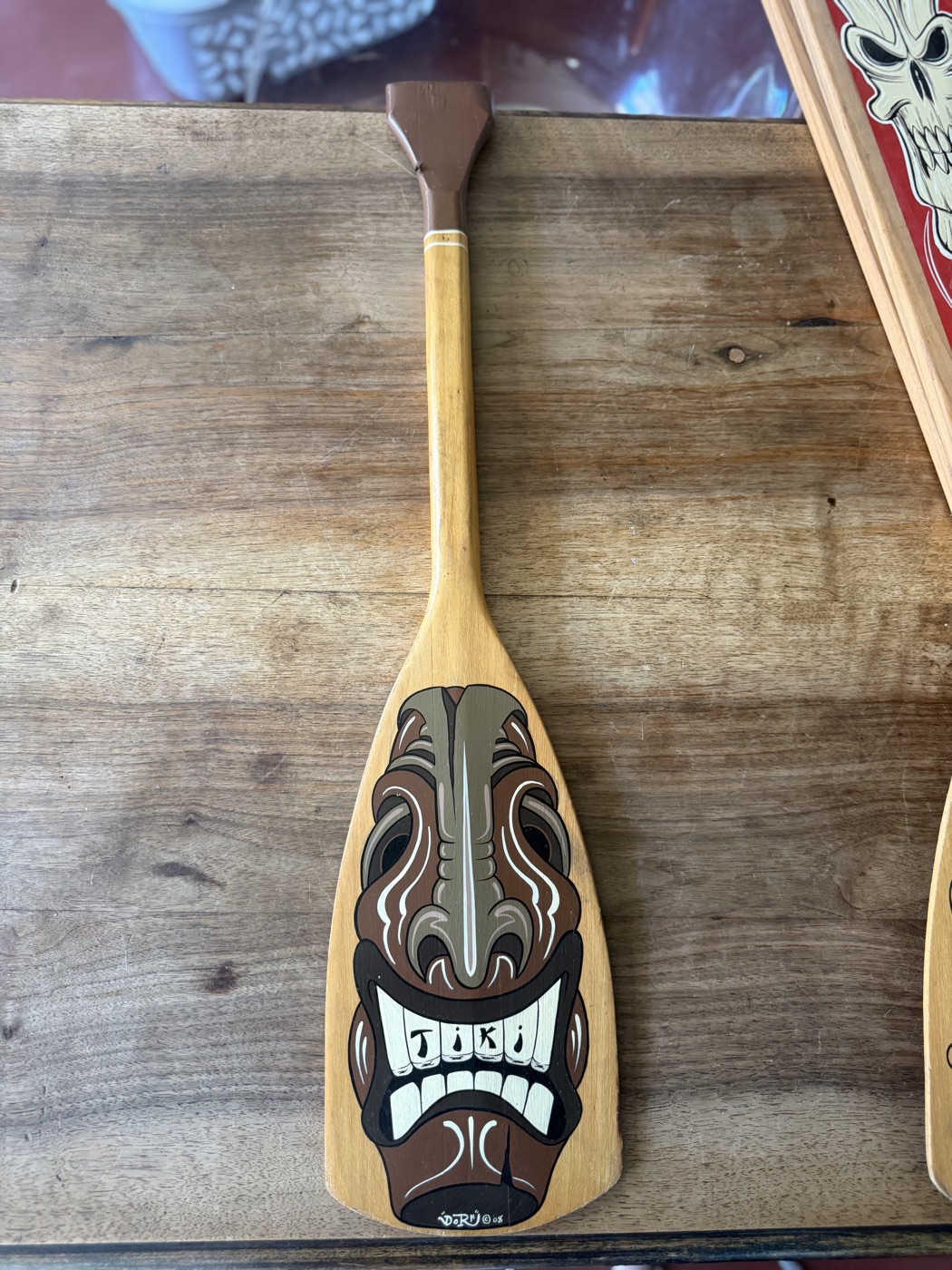 Kanupaddel «Indian Head Brand» · handbemalt mit Tiki-Maske