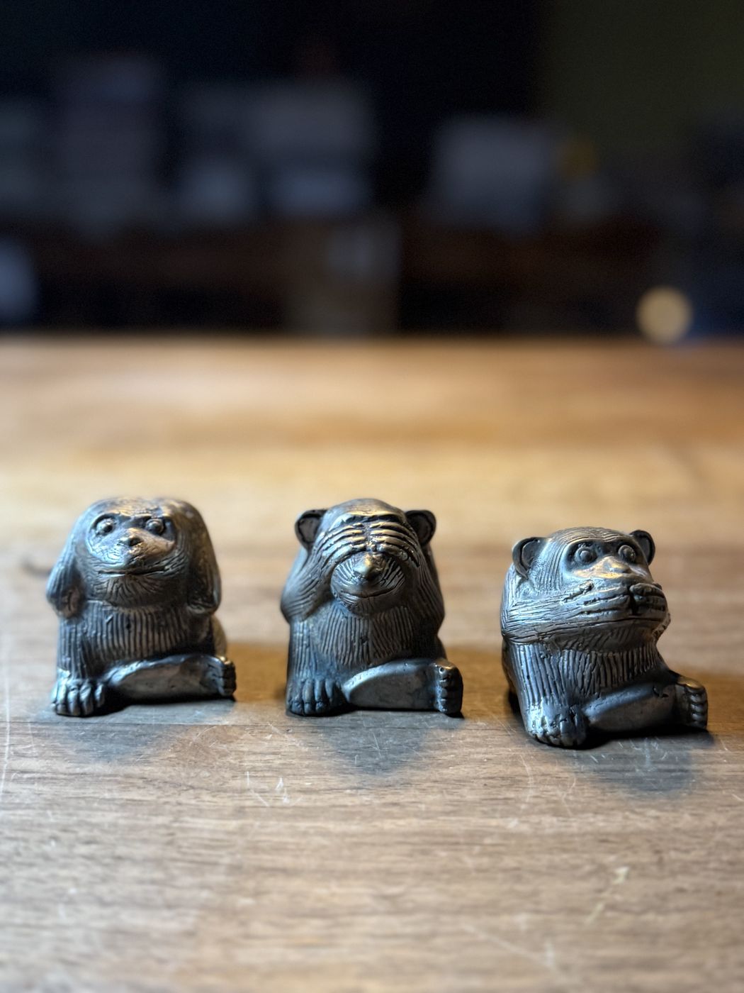 Drei Affen · drei einzelne Messingfiguren