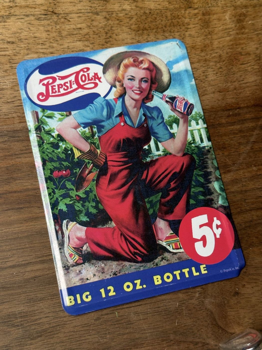 Pepsi-Cola Blechschild mit Pin-up (Repro)