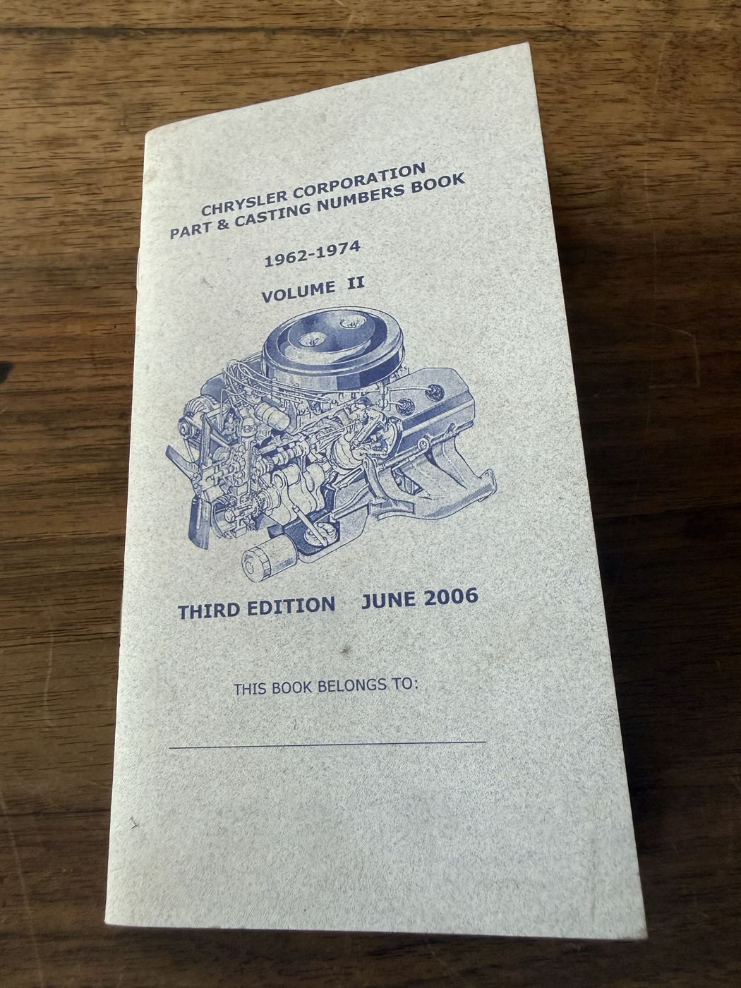 Chrysler Corporation Part & Casting Numbers Book 1962–1974