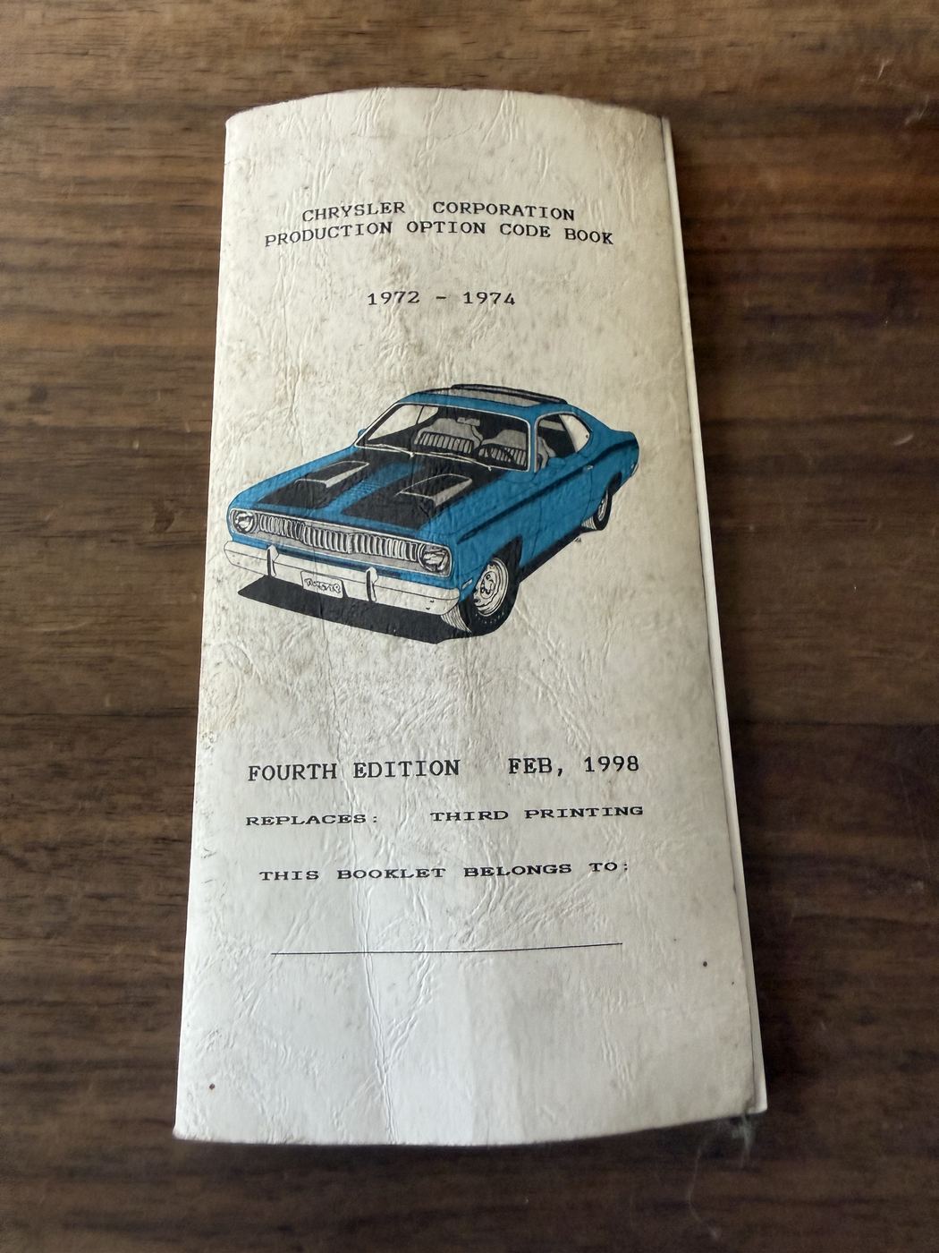 Chrysler Corporation Production Option Code Book 1972–1976