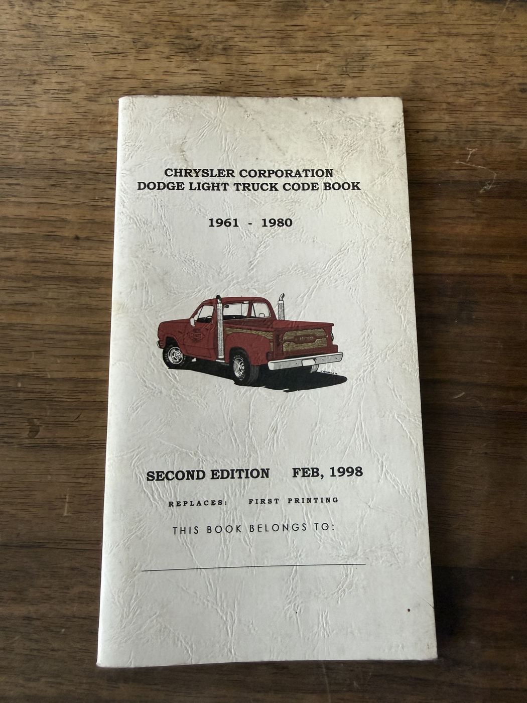 Chrysler Corporation Dodge Light Truck Code Book 1961–1980